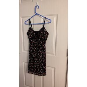 No Boundaries Y2K Strappy Black Rosette Floral Dress, Size Med (7-9) Cottagecore